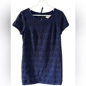 EUC LOFT Navy Blue Lace Cocktail Dress Size M